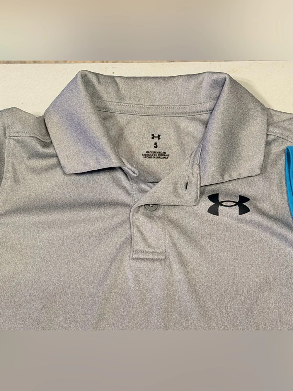 Under Armour Boys' Teal Performance Short Set and 1 polo and 1 performance tee. - Picture 3 of 4